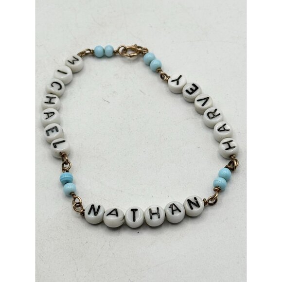 Vintage gold filled beaded name bracelet - Picture 3 of 4